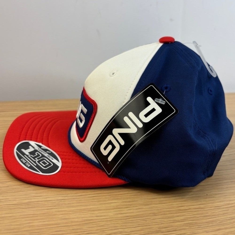 PING Flexfit 110 Snapback Golf Hat OSFM Blue White Red Rope Cap New - Picture 3 of 9